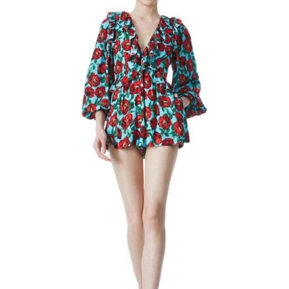 Floral Red and Blue Jumpsuit - Picture 3 of 3